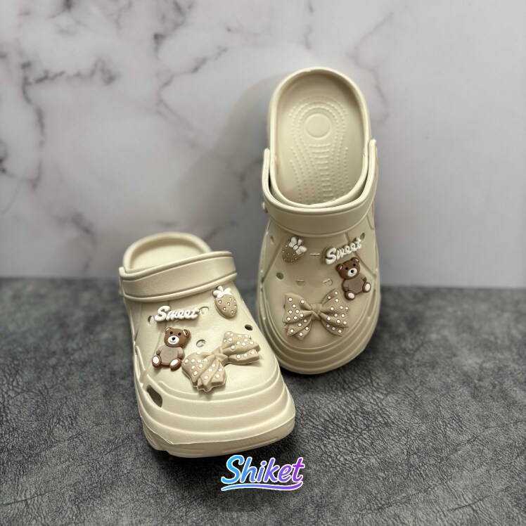 کراکس زنانه عروسکی مدل Sweet Bear (رنگ نسکافه ای)