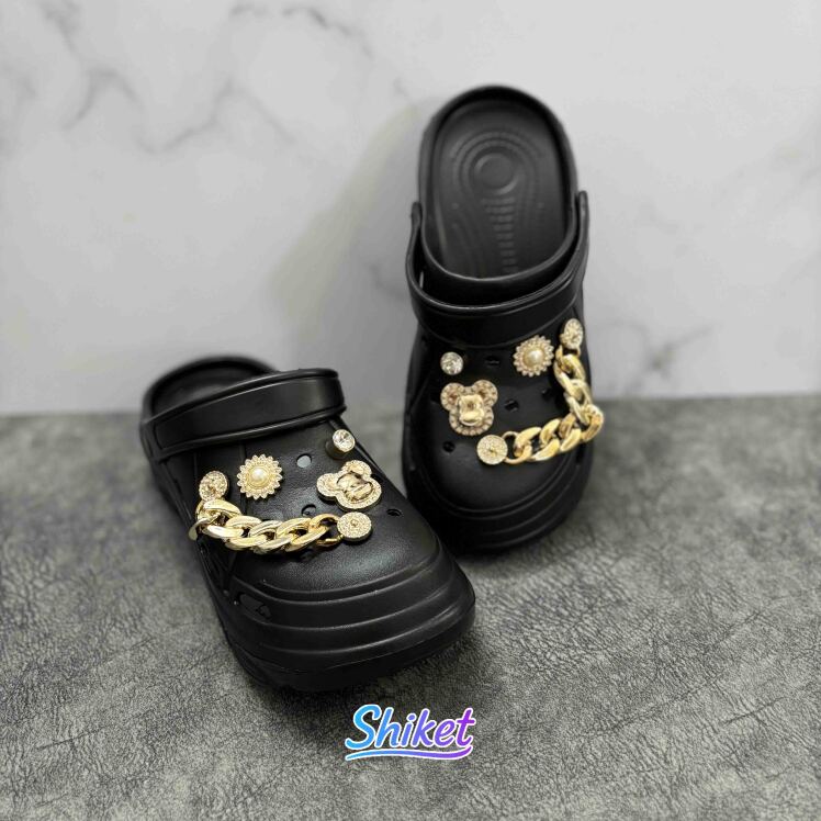 کراکس زنانه نگین‌دار مدل Golden Charm (رنگ مشکی)