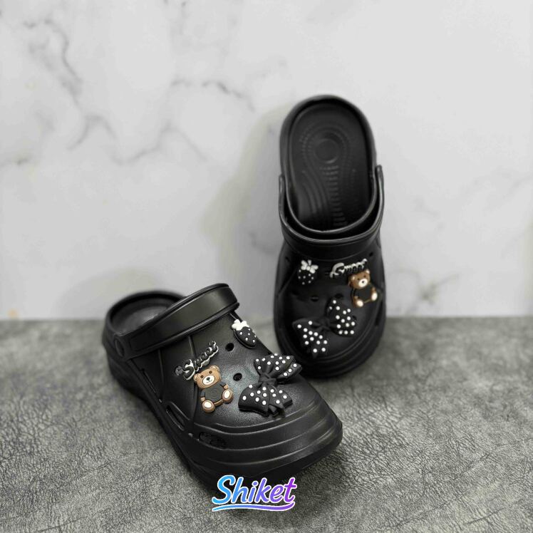 کراکس زنانه عروسکی مدل Sweet Bear (رنگ مشکی)